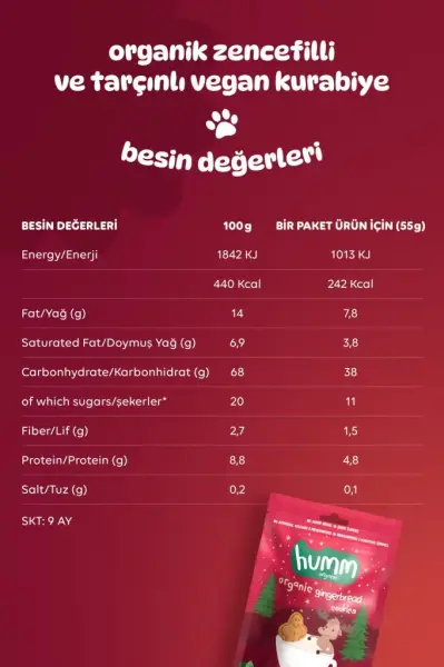 Humm Organik Zencefilli Tarçınlı Vegan Kurabiye 55 g kullanım görseli