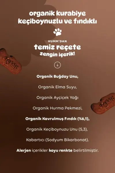 Humm Organik Keçiboynuzlu Fındıklı Kurabiye - 55 gr yakın çekim görseli