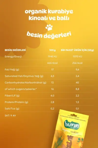 Humm Organik Ballı Ve Kinoalı Kurabiye 55 gr kullanım görseli