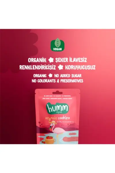 Humm Organik Vegan Çilekli Kurabiye 55 gr ürün görseli