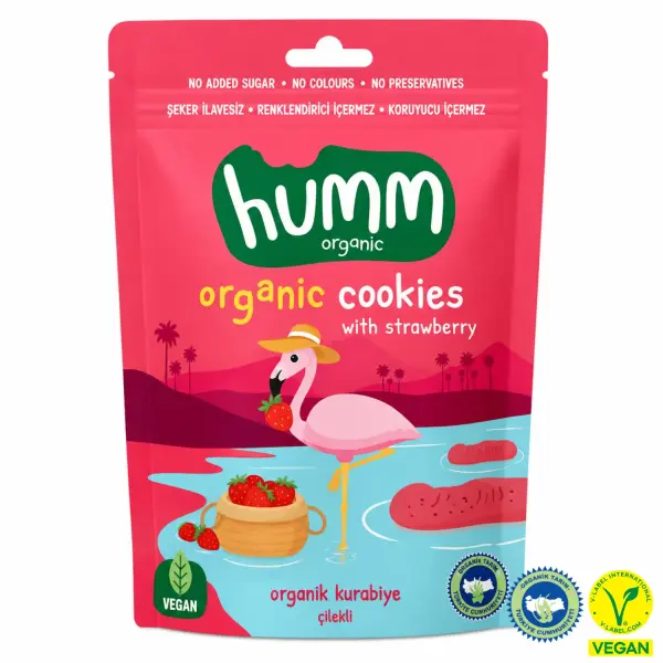 Humm Organik Vegan Çilekli Kurabiye 55 gr