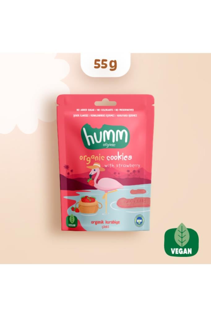 Organik Vegan Çilekli Kurabiye 55 gr