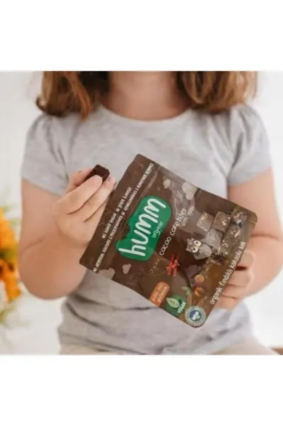 Humm Organik Glutensiz Vegan Kakaolu ve Fındıklı Kek 30gr ambalaj görseli