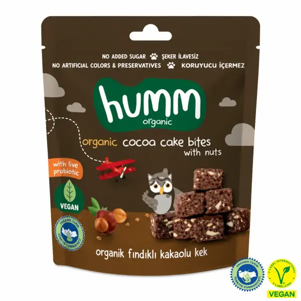 Humm Organik Glutensiz Vegan Kakaolu ve Fındıklı Kek 30gr
