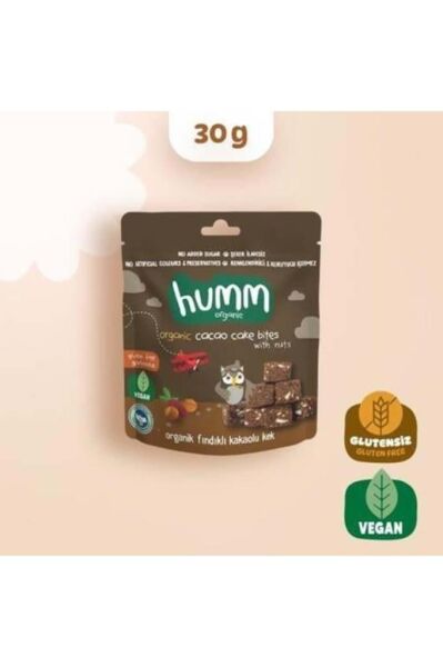 Humm Organik Glutensiz Vegan Kakaolu ve Fındıklı Kek 30gr