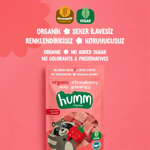 Humm Organik Çilekli Mini Küpler 30 G ürün görseli