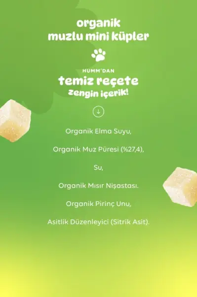 Humm Organik Glutensiz Vegan Muzlu Mini Küpler - 30g yakın çekim görseli