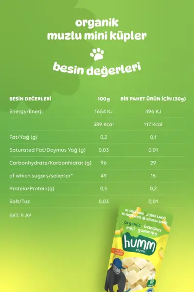 Humm Organik Glutensiz Vegan Muzlu Mini Küpler - 30g kullanım görseli
