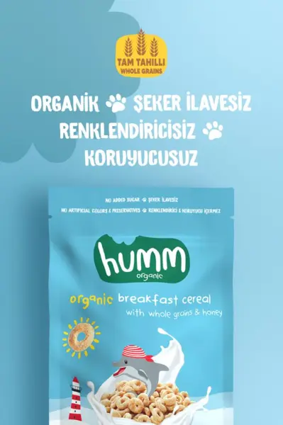 Humm Organik Tam Tahıllı Ve Ballı Kahvaltılık Gevrek - 80g ürün görseli