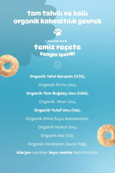 Humm Organik Tam Tahıllı Ve Ballı Kahvaltılık Gevrek - 80g yakın çekim görseli
