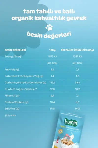 Humm Organik Tam Tahıllı Ve Ballı Kahvaltılık Gevrek - 80g kullanım görseli