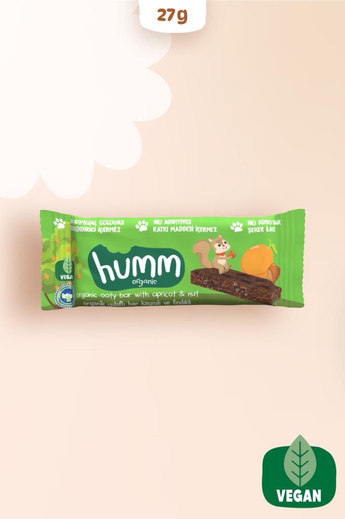 Humm Organik Vegan Kayısılı Ve Fındıklı Yulaf Bar 27 g