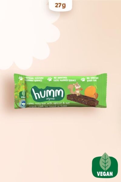 Humm Organik Vegan Kayısılı Ve Fındıklı Yulaf Bar 27 g
