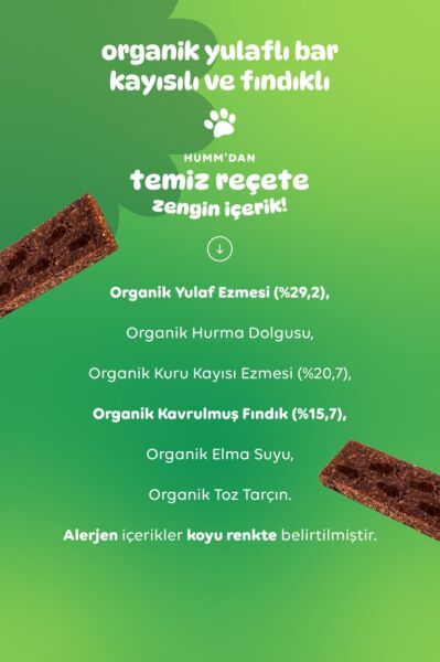 Organik Vegan Kayısılı Ve Fındıklı Yulaf Bar - 27g yakın çekim görseli