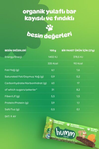 Organik Vegan Kayısılı Ve Fındıklı Yulaf Bar - 27g kullanım görseli