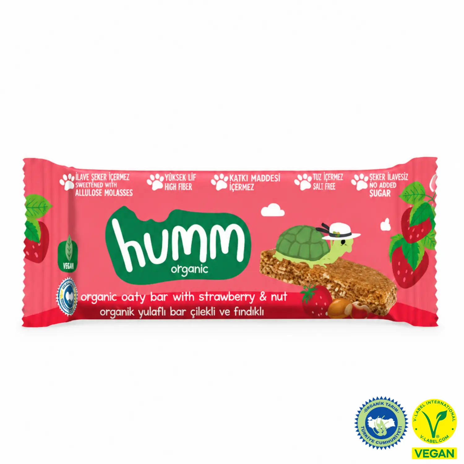 Organik Vegan Çilekli Ve Fındıklı Yulaf Bar - 27g
