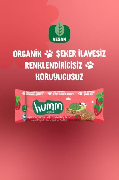 Organik Vegan Çilekli Ve Fındıklı Yulaf Bar - 27g ürün görseli