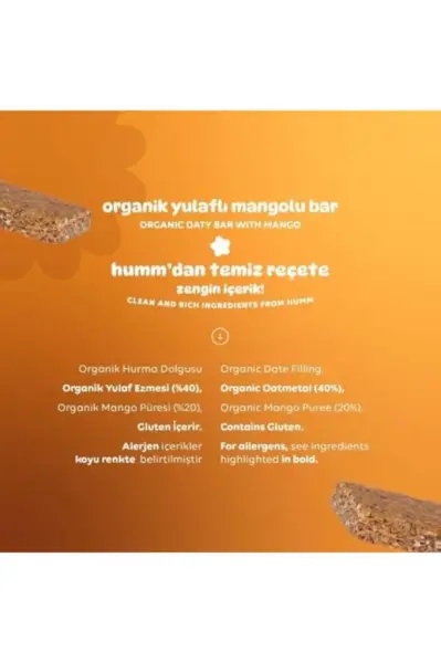 Humm Organik Yulaflı Mangolu Bar 27 Gr ürün görseli