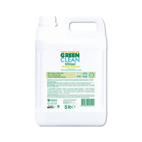 U Green Clean Bitkisel Bulaşık Deterjanı Portakal 5 L