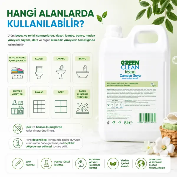 U Green Clean Bitkisel Çamaşır Suyu 5 L ürün görseli