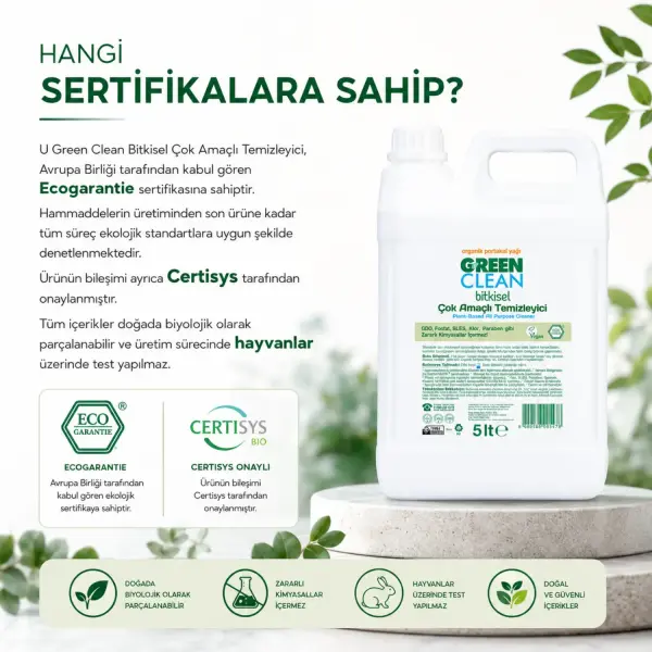 U Green Clean Bitkisel Çok Amaçlı Yüzey Temizleyici 5 L ürün görseli