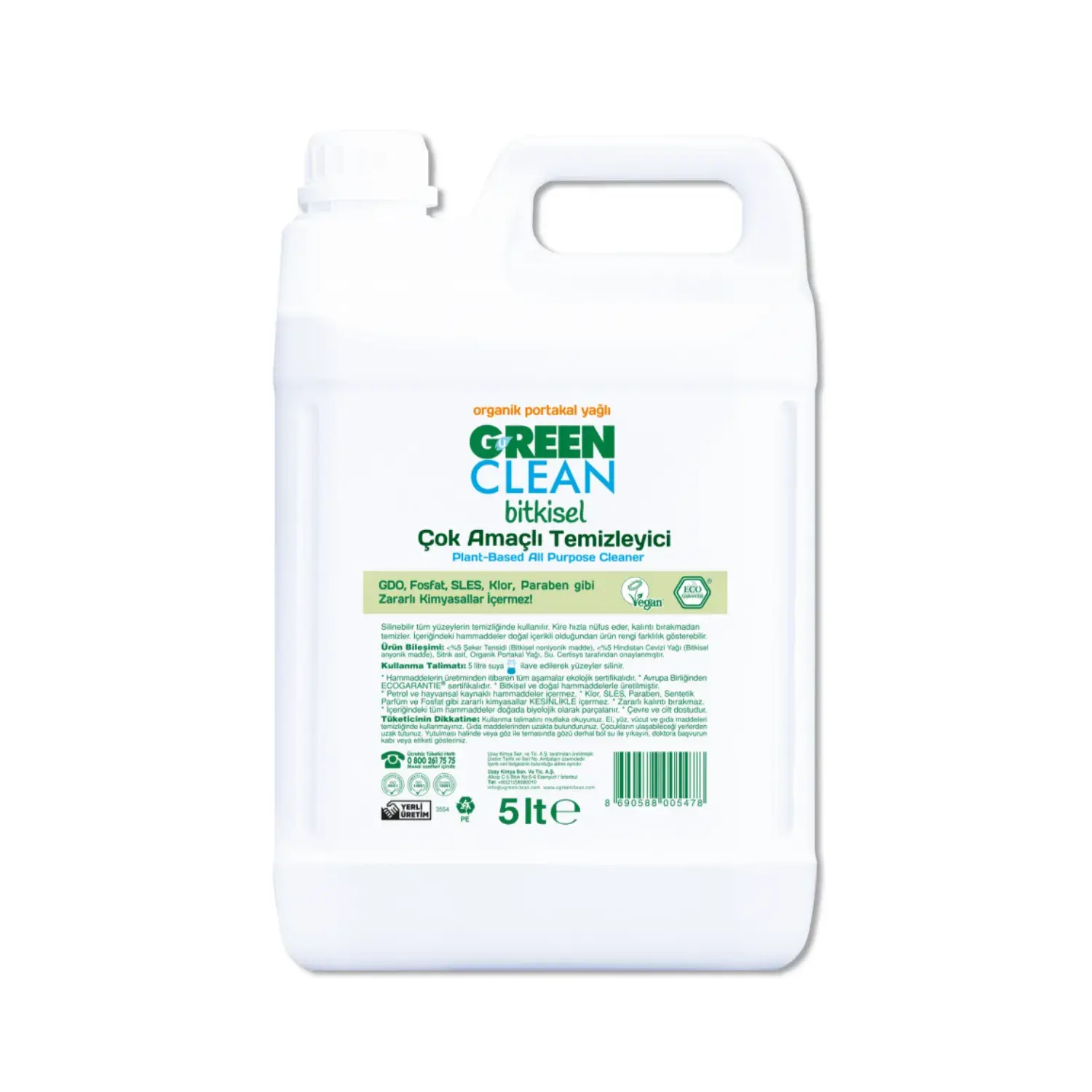 U Green Clean Bitkisel Çok Amaçlı Yüzey Temizleyici 5 L
