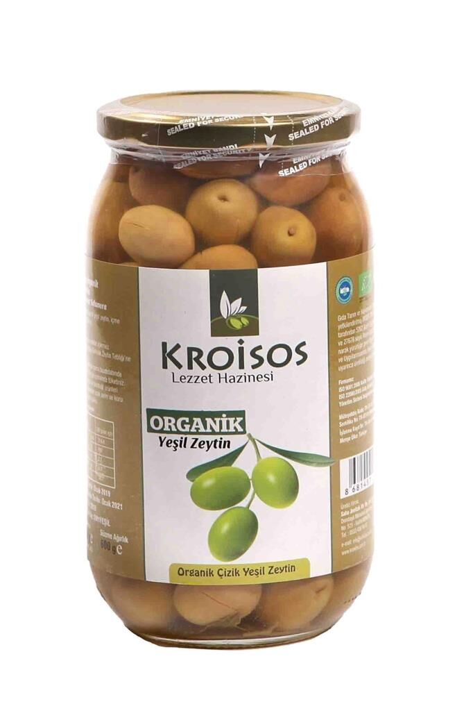 Kroisos Organik Yeşil Çizik Zeytin 600 GR