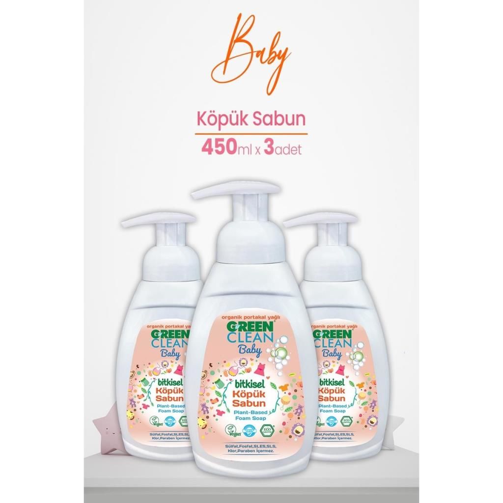 U Green Clean Baby Köpük Sabun Portakal Yağlı 450 ml x 3 Adet