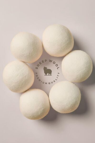 Lajel 6 Adet %100 Organik El Yapımı Keçe Yün Çamaşır Kurutma Topu