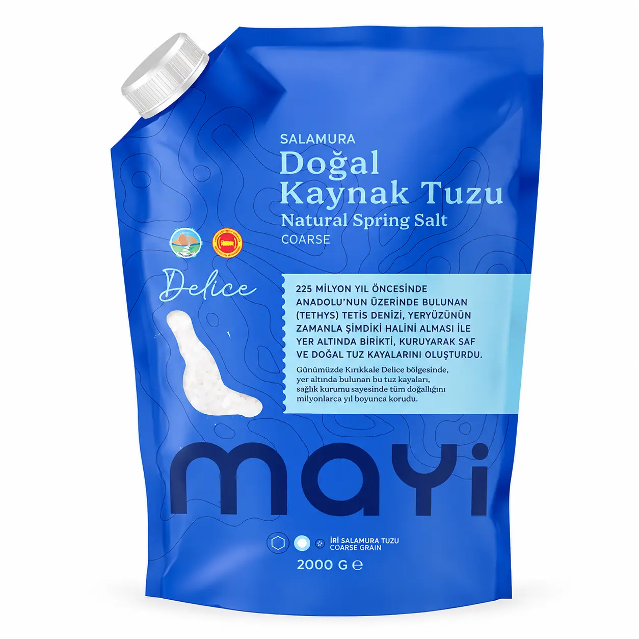 Mayi Tuz  Doğal Salamura (Sofrada Öğütme) Tuzu 2 Kg