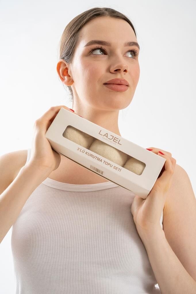 Lajel Premium %100 Doğal Çamaşır Kurutma Topu 3 Adet Doğal Yumuşatıcı Çamaşır Kurutma Makinesi Topu