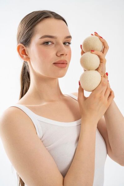 Lajel Premium %100 Doğal Çamaşır Kurutma Topu 3 Adet Doğal Yumuşatıcı Çamaşır Kurutma Makinesi Topu