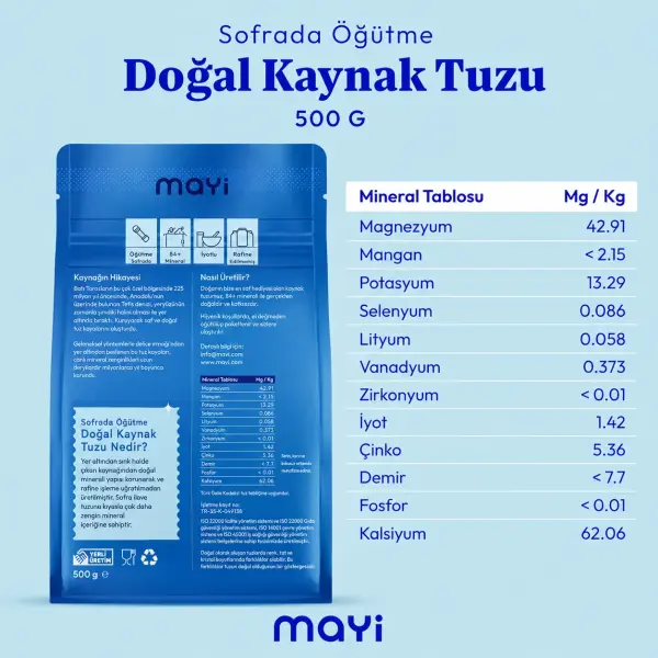 Mayi Sofrada Öğütme Kaynak Tuzu 500 Gr ambalaj görseli