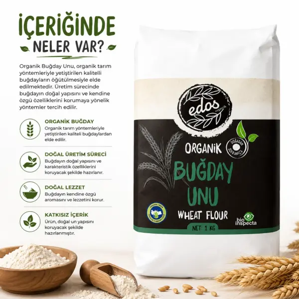 Edos Buğday Unu 1 Kg içindekiler listesi ve kullanım bilgisi
