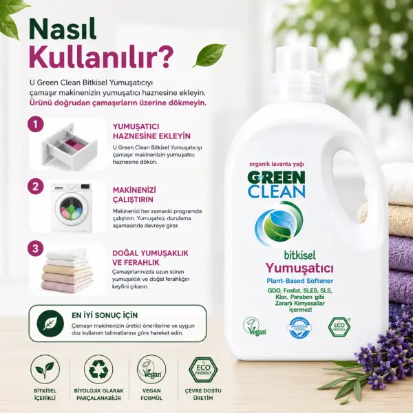 U Green Clean Bitkisel Çamaşır Yumuşatıcı 2,75 L ürün görseli