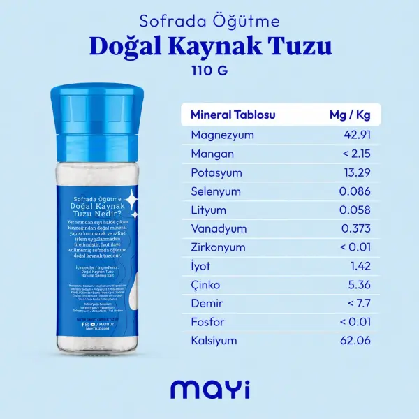 Mayi Tuz Sofrada Öğütme Tuzu Seramik Değirmen 110 gr ambalaj görseli