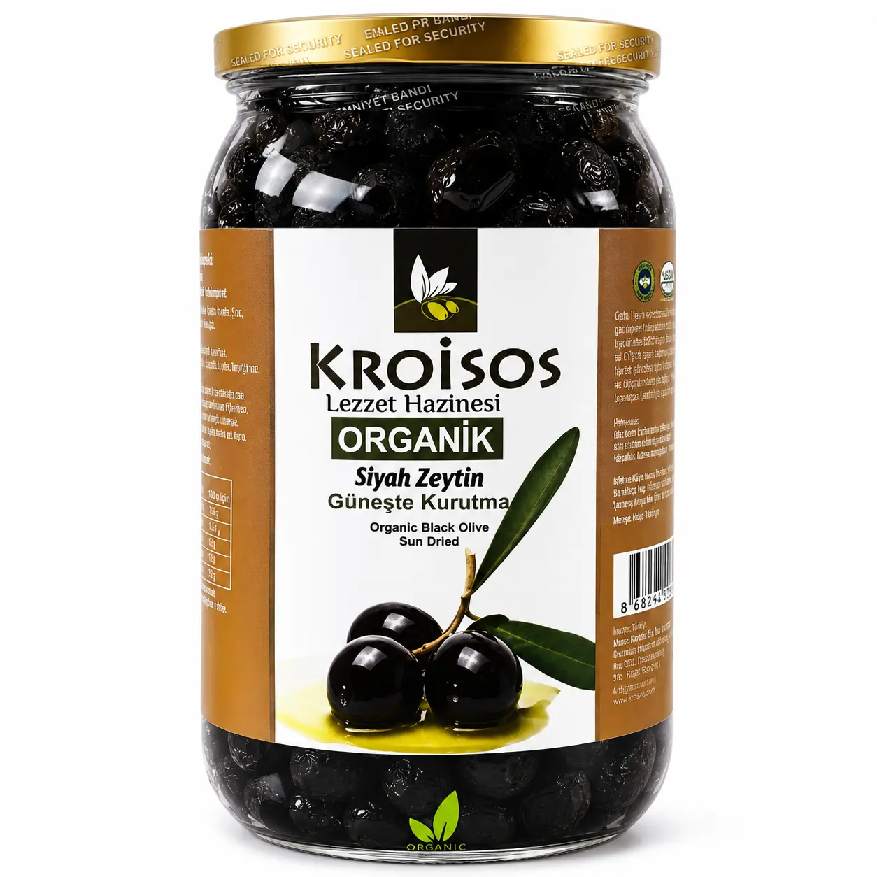 Kroisos Organik Siyah Zeytin Güneşte Kurutma 650 GR