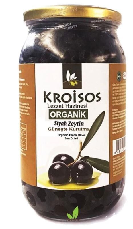 Kroisos Organik Siyah Zeytin Güneşte Kurutma 650 GR