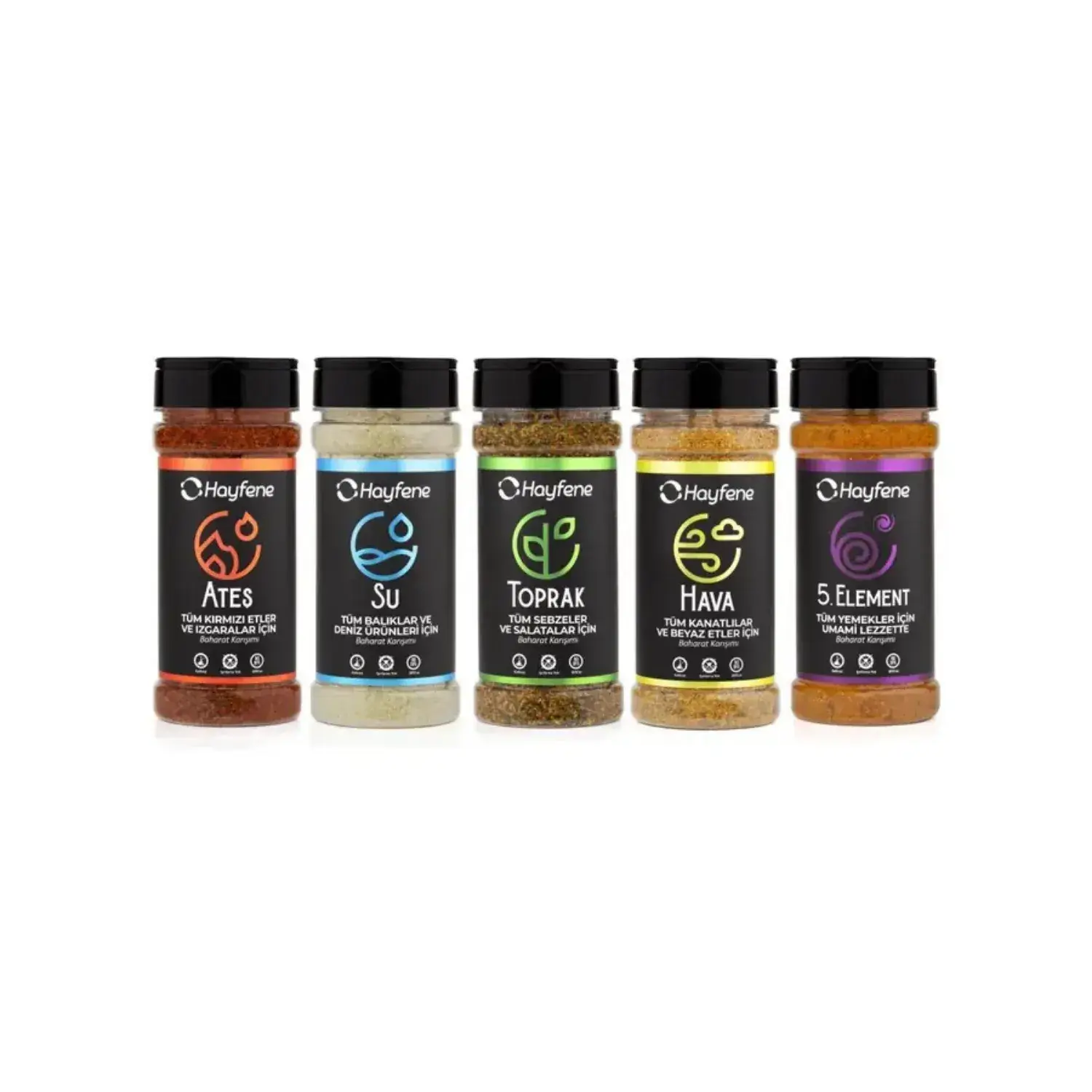 Hayfene Element Serisi 5'li Paket (ateş + Su + Toprak + Hava + 5.element)
