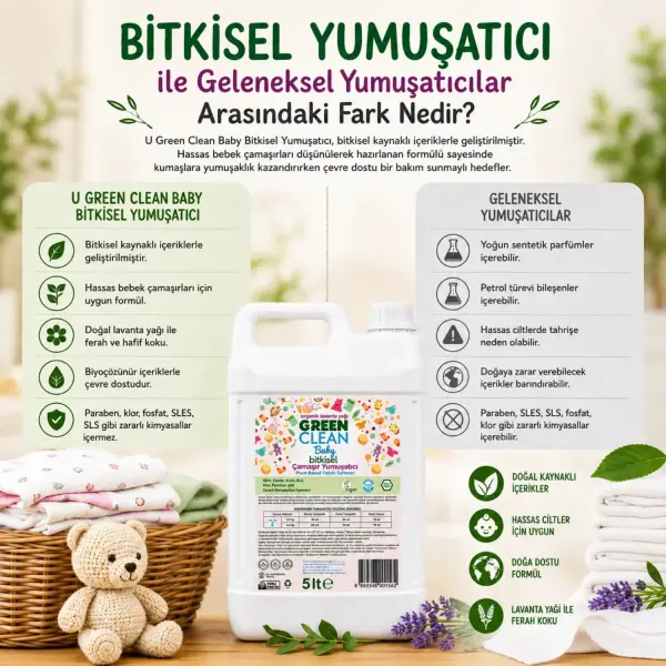 U Green Clean Baby Bitkisel Çamaşır Yumuşatıcı 5 L ürün görseli