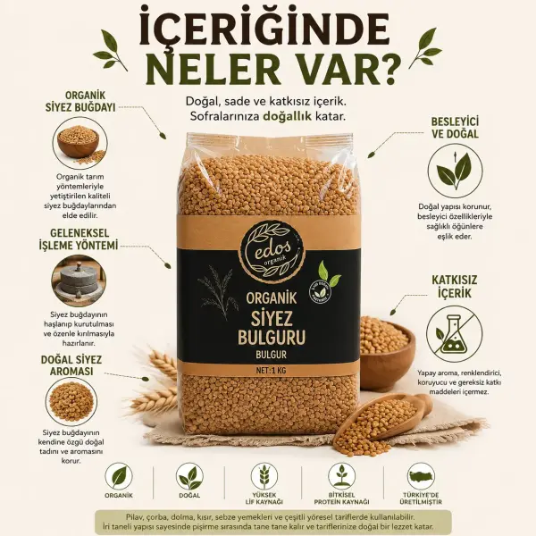 Edos Organik Siyez Bulguru 1 Kg içindekiler listesi ve kullanım bilgisi