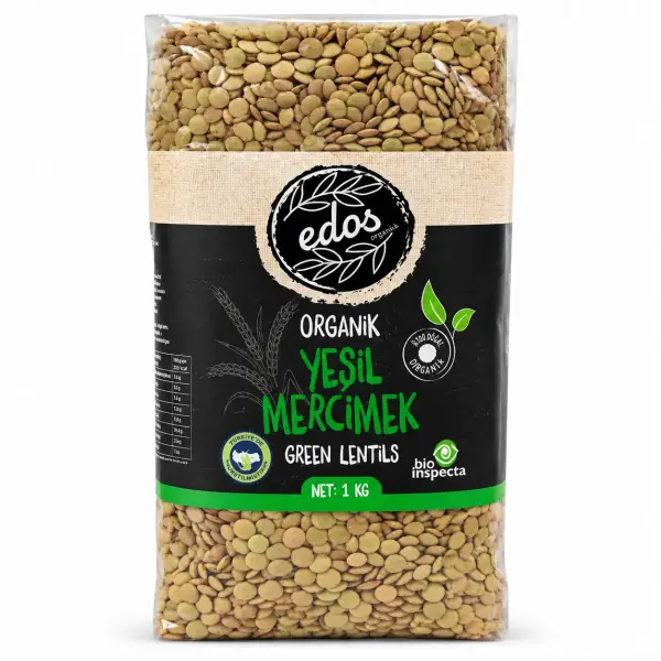 Edos Organik Yeşil Mercimek 1 Kg