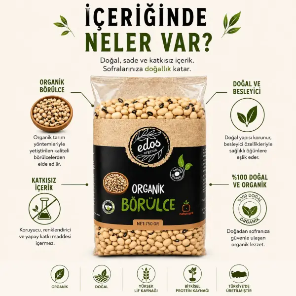 Edos Organik Börülce 750 gr içindekiler listesi ve kullanım bilgisi