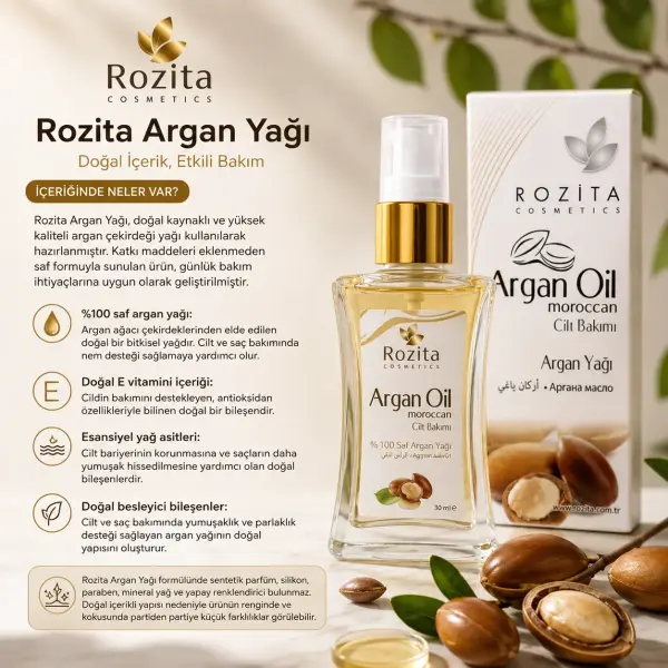 Rozita Organik Argan yağı Saç ve Cilt Bakımı 30 ml ürün görseli