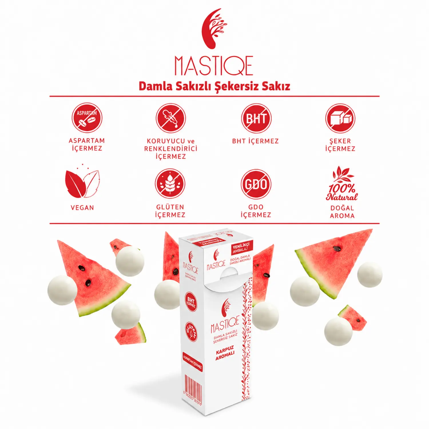 Mastiqe Doğal Karpuz Aromalı Sakız 20 g