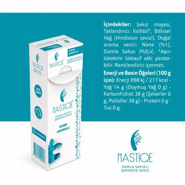 Mastiqe Doğal Nane Aromalı Sakız 20g yakın çekim görseli