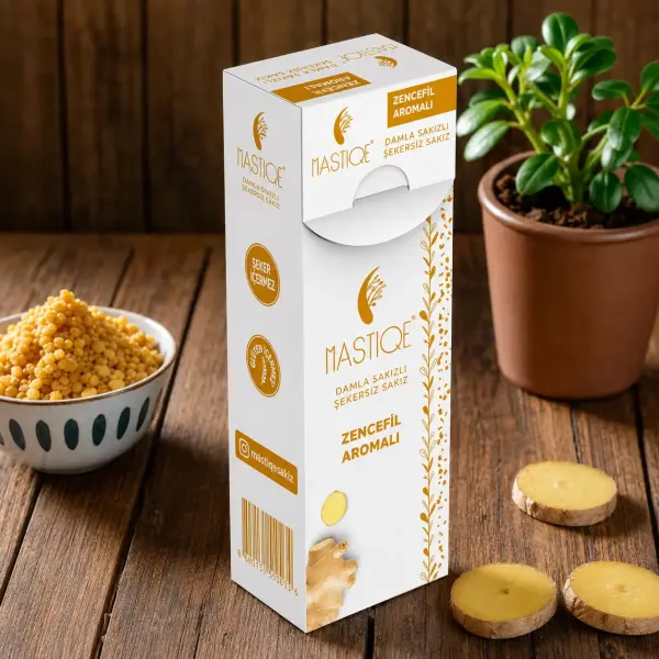 Mastiqe Zencefil Aromalı Sakız 20g yakın çekim görseli