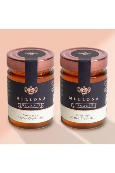 Mellona Organik Yüksek Yayla Süzme Çiçek Balı 450 gr x 2 Adet