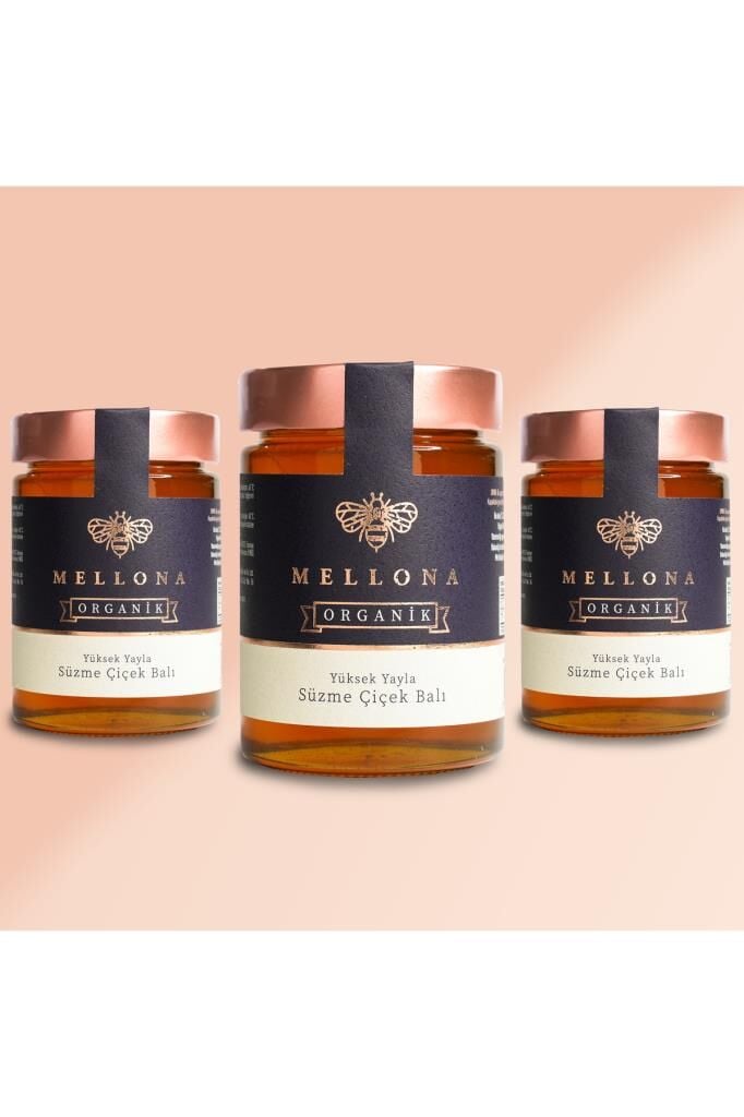 Mellona Organik Yüksek Yayla Süzme Çiçek Balı 450 gr x 3 Adet