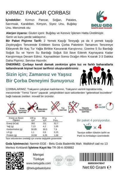 Belu Kırmızı Pancar Çorbası ambalaj görseli